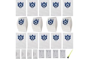 TIVCROXS 14 Packs 3D Airclean GN Vacuum Cleaner Bags Replacement for Miele Classic C1, Complete C1,Complete C2,Complete C3 S227 S240 S270 S400 S2 S5 S8 Series with 4 Motor Protection Filters,4 AirClean Filters