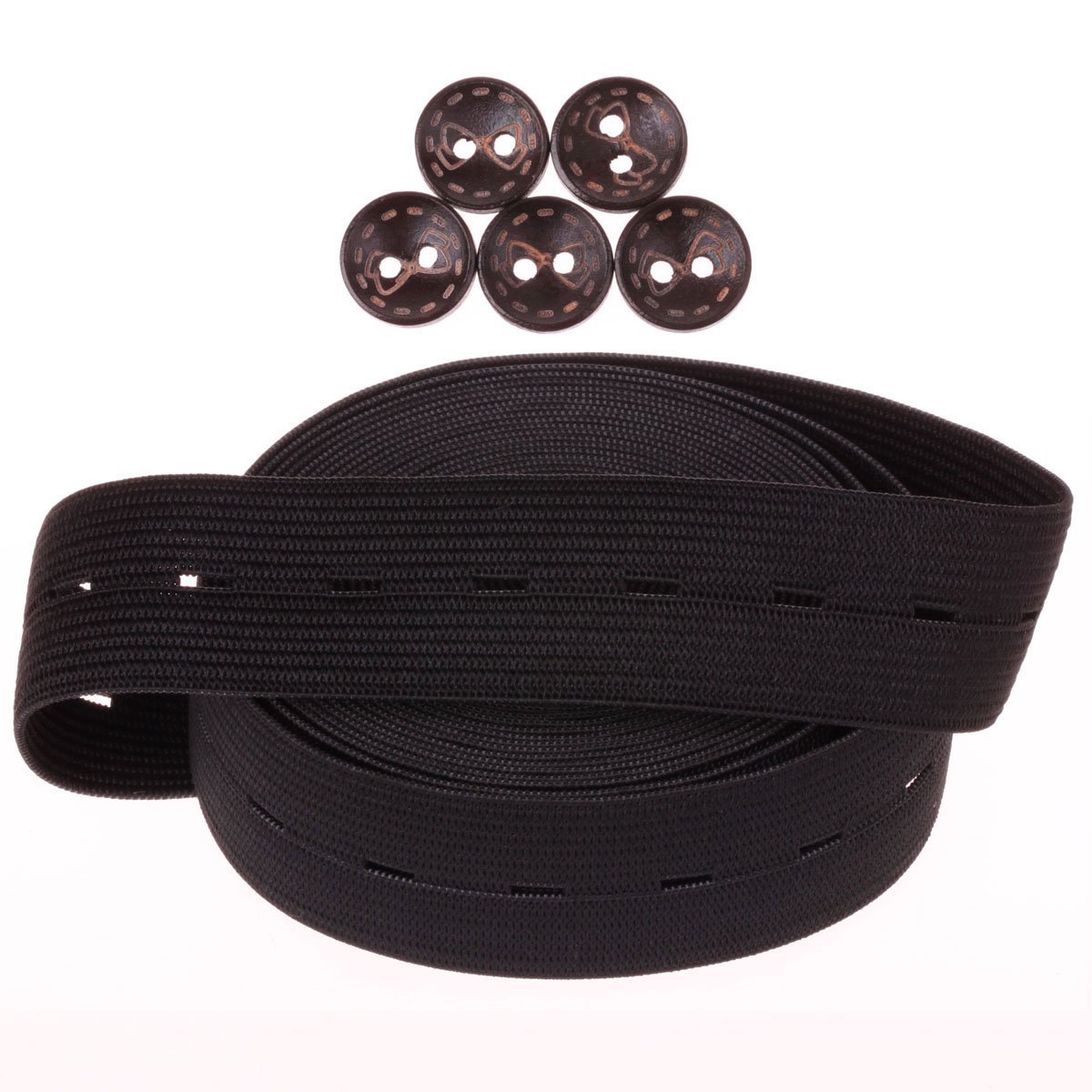 COTOWIN 1 Inch Wide Black Buttonhole Elastic 5 Yards…