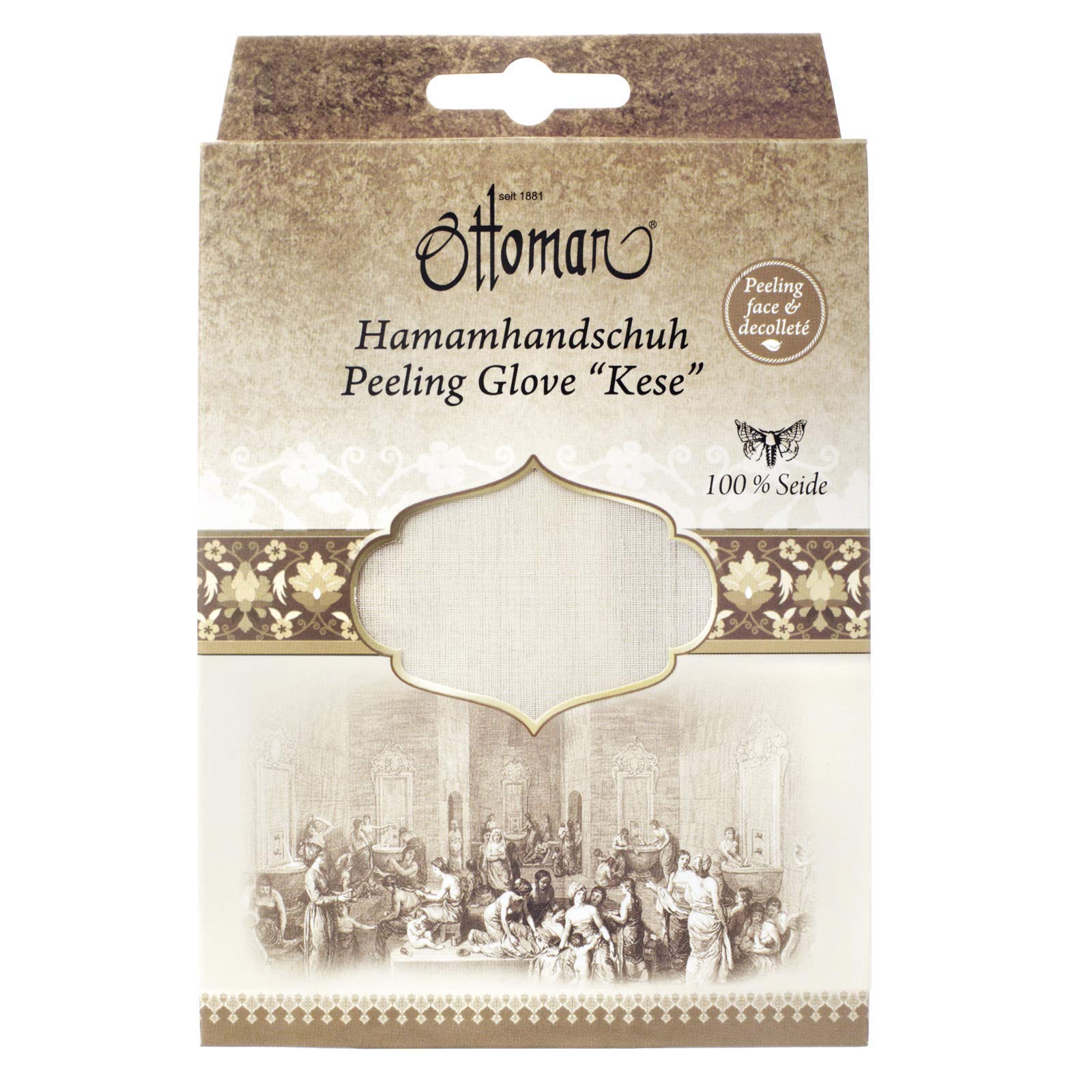 Ottoman Care Line Kese Silkworm Peeling Hamam Glove 100% Silk for Sensitive Skin Single Pack