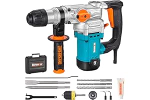 Berserker 1-1/8" SDS-Plus Rotary Hammer Drill with 1/2" SDS Plus Shank Keyless Chuck Adapter, 9 Amp 3 Functions Corded Rotomartillo for Fast Drilling in Concrete,Brick,Masonry,Metal,Wood