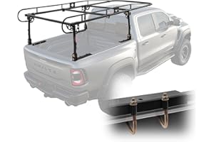VEVOR Truck Ladder Rack, 1000 LBS / 454 KG Strong Capacity Truck Racks, Non-Drilling/Drilling Installation for Long or Heavy Cargo, 43.3-63 inch Adjustable Width for Kayak, Ladder, Surfboard, Lumber