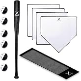 Grand Slam Baseball Bat Set, Includes 1 Plastic Bat, 6 Perforated Balls and 4 Throw Down Bases for Youth, Teenagers, Adults