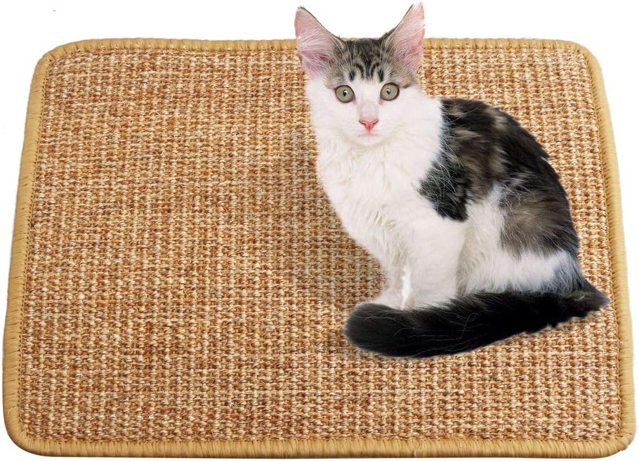 kuou Cat Scratching Mat, Natural Sisal Mat Cat Scratcher Mat Pads Rug