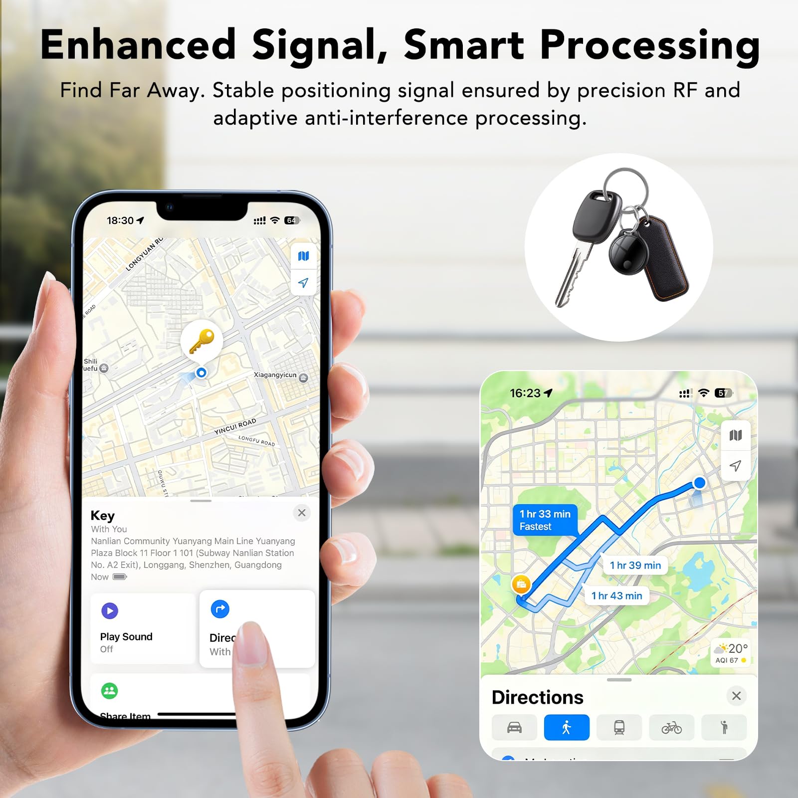 Smart Tracker Tag 4er Pack, Schlüssel Finder Kompatibel mit Apple Find My APP (nur iOS), IP68 wasserdicht, Austauschbarer Akku, Bluetooth Key Finder für Gepäck/Taschen/Koffer/Brieftasche 5