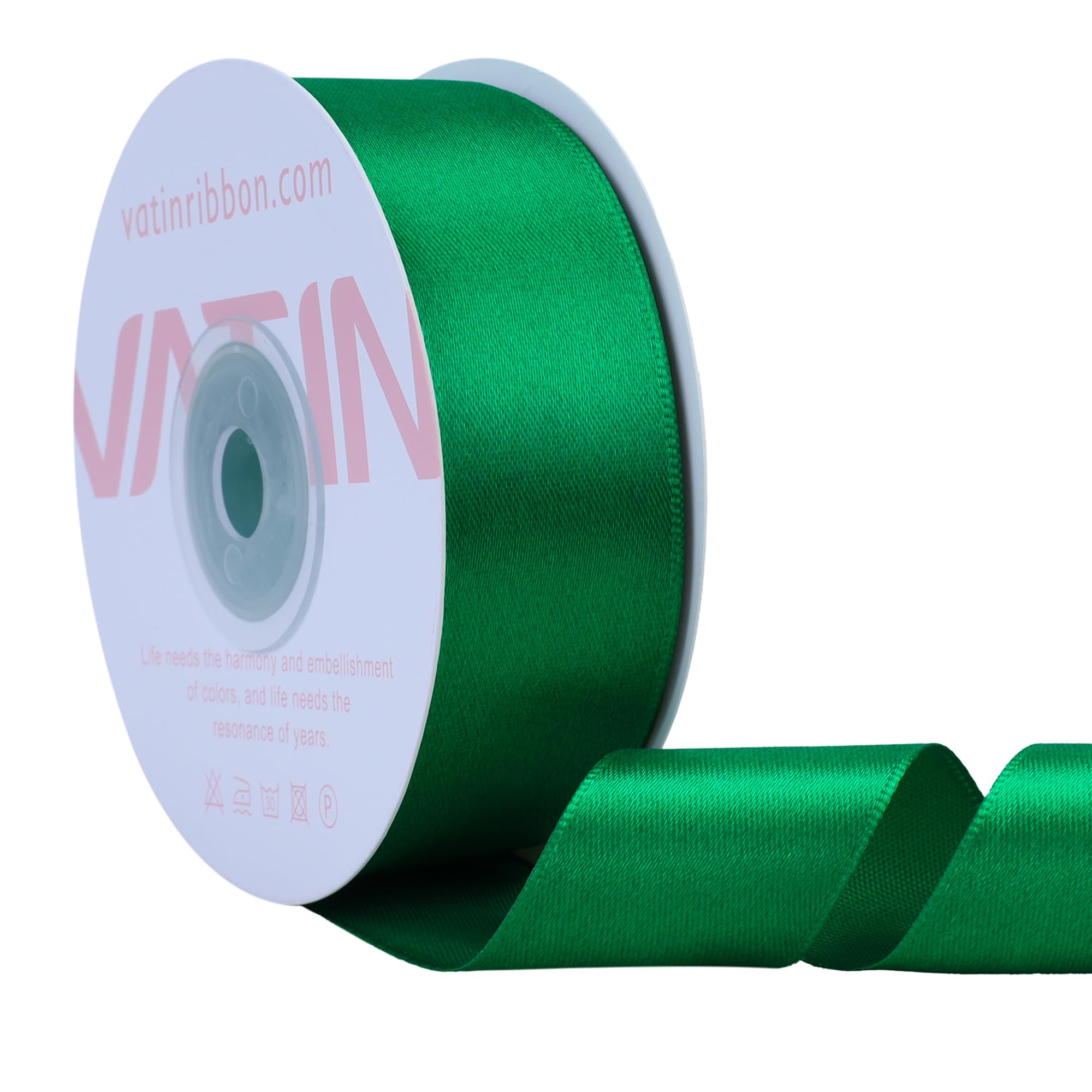 VATIN Green Satin Ribbon Polyester 25mm X 23m(25 Yards) Craft Fabric Ribbon Perfect for Gift Wrapping,Hair Bow,Party Balloon Trimming, Cake Decoration Sewing and Other Craft Projects