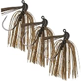 Reaction Tackle Flipping Jigs for Bass Fishing, Weedless Jig Head with Silicone Skirt for Pike, Walleye and Muskie Fishing (3-Pack)