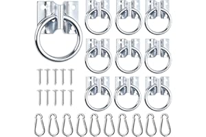 Lainballow 10 Pcs Cross Tie Ring for Horse, Horse Trailer Tie Ring with 10 Spring Snap Hook and 40 Screws, Horse Tie Down Ring Barn Supplies for for Horse Stall,Trailer, Barn, Racetrack, Horse Pasture