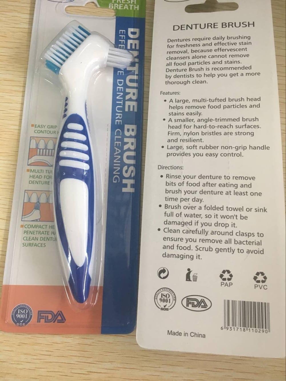 Gaodear Denture Brush Effective Denture Cleaning Brush Toothbrush False Teeth Cleaner Double Sided Denture Brushes: Health & Personal Care