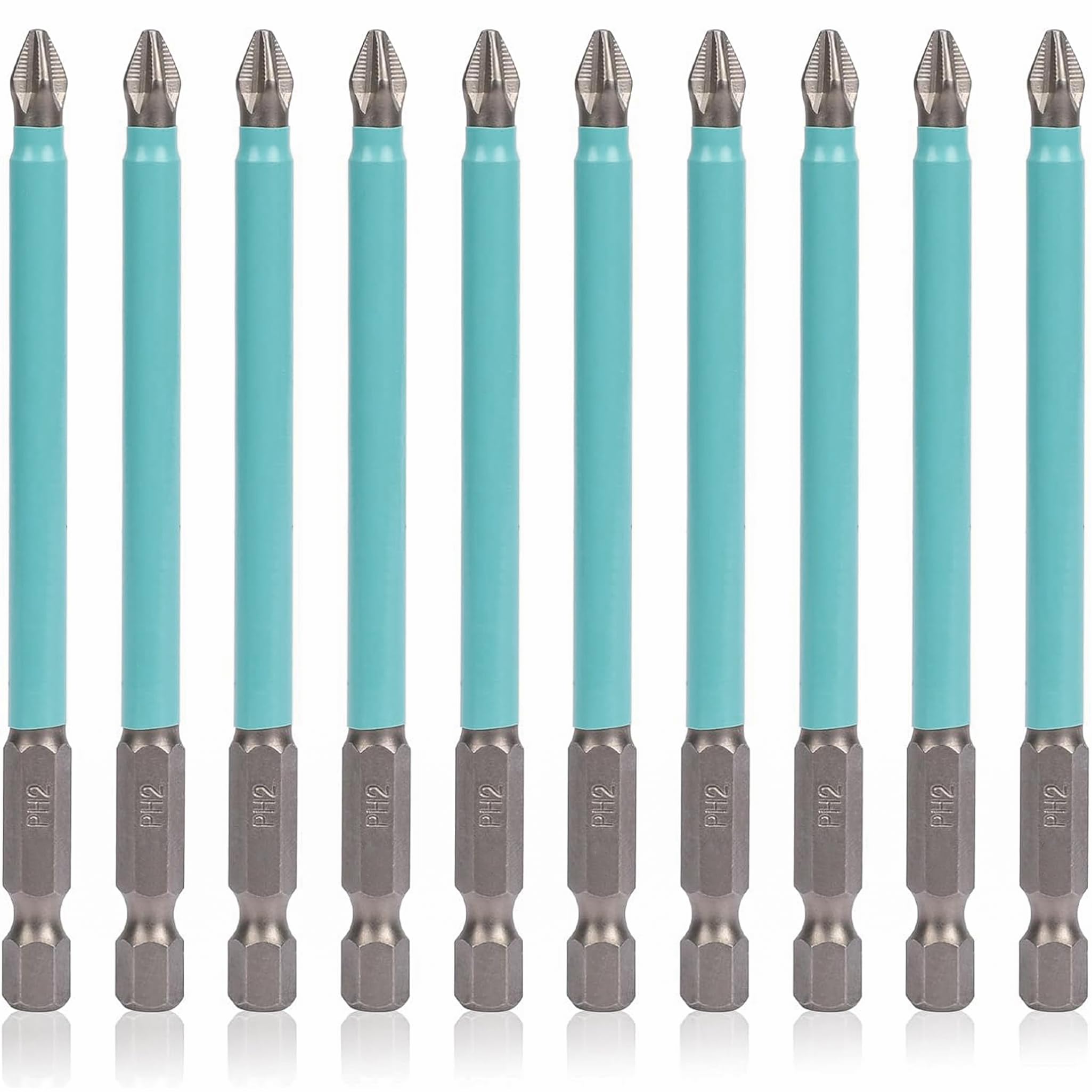 KEWAYO Magnetic Screwdriver Bits Set - 10Pcs PH2 Phillips Screwdriver Bits, 2.76 Inch Length, 1/4" Hex Shank, Ideal for Electric Screwdrivers (PH2 x 70MM)