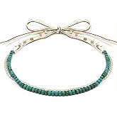 Lusstiazz Hat Band for Cowboy Cowgirl, Turquoise Hand Made Replaceable Beaded Belt for Panama Fedora