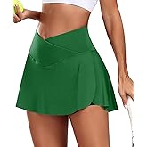 JoyGirl Womens Tennis Skirt with Shorts Crossover Golf Skort Mini High Waisted Workout Athletic Skorts Skirts with Pockets