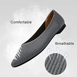 TINGRISE Women's Flats Shoes Pointed Toe Knit