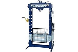 TCE TCE50030 Torin Steel H-Frame Pneumatic Air Hydraulic Garage/Shop Floor Press with Hand and Foot Pump Pedal, 50 Ton (100,000 lb) Capacity, Blue