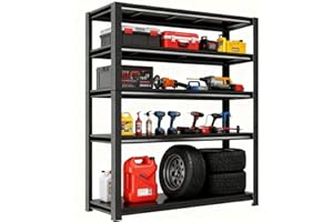 Notmise Metal Garage Shelving Unit, Heavy Duty 5-Tier Adjustable Storage Rack, Steel Shelving,2000 lbs Capacity, Industrial Shelves for Heavy Tools and Equipment (5-Tier 63" H x40 W x 18" D)