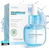 ZealSea Hyaluronic Acid Serum for Face, Hydrating Microneedling Serum, EWG Certified for Sensitive Skin, Vegan Fragrance Free Non-Comedogenic Absorb Quickly, Pure Hyaluronic Acid Anti-Aging 1 Oz