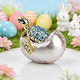 SEVENBEES Hand Painted Bejeweled Turtle Jewelry Trinket Box Hinged Ring Holder Tortoise Animal Figurine - Hatching Baby Sea Turtle Easter Decor Gifts for Friends Sisters Daughter Mother