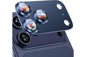 Uyiton Compatible with iPhone 17 Pro Max Camera Lens Protector - [Not Easy to Break][Strong Adsorption][Case-Friendly] Metal Tempered Glass Rear Camera Screen Cover - Deep Blue