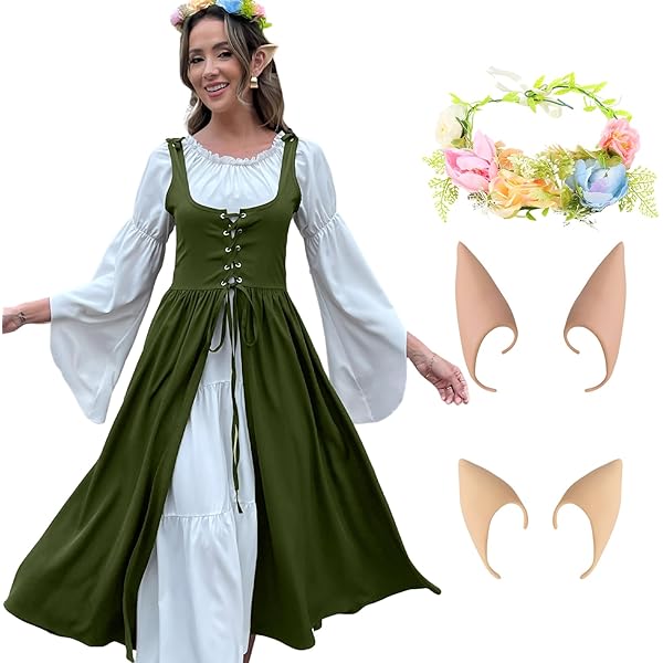 Women's Viking Medieval Dress - Renaissance Fairy Costume In Multiple Sizes