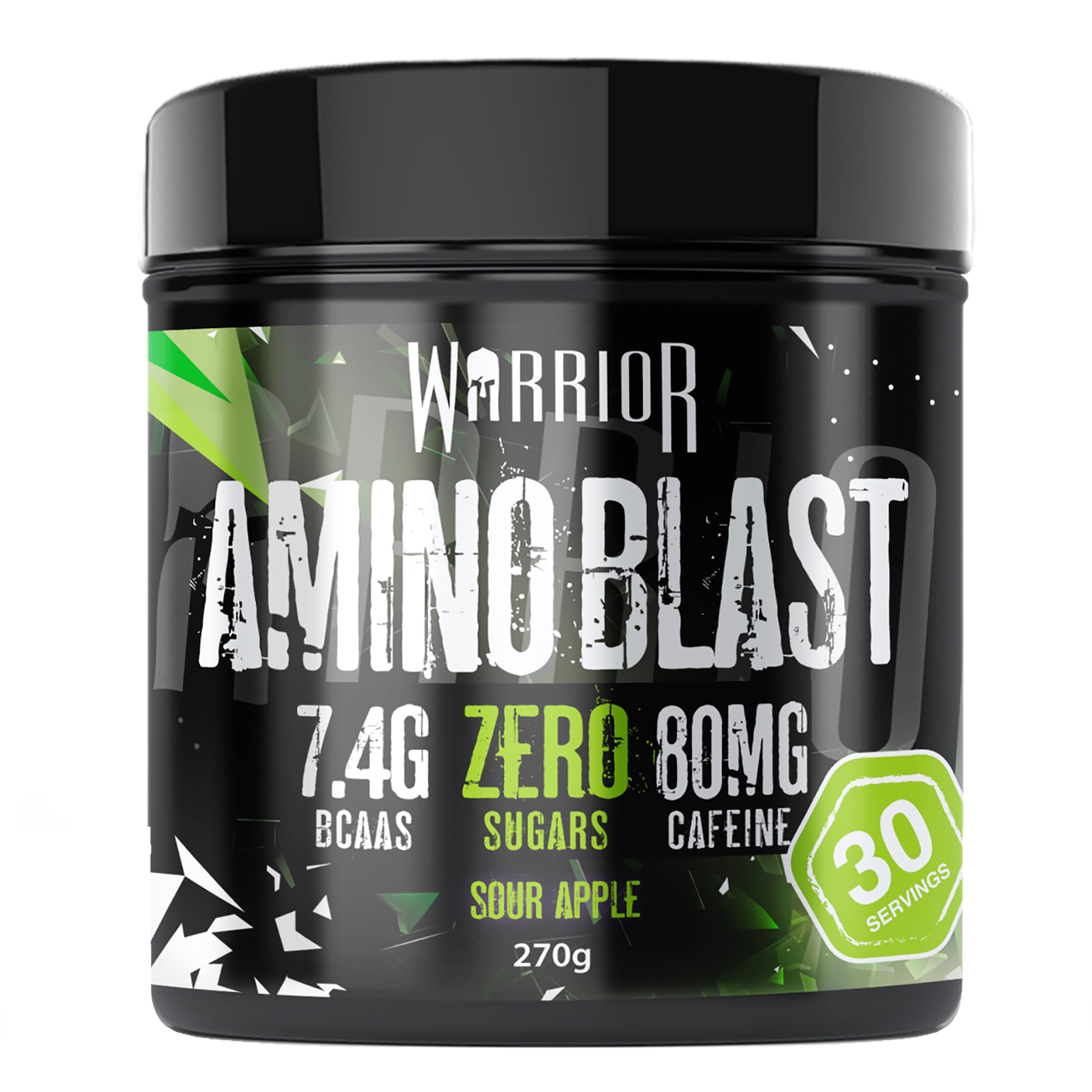 Warrior Amino Blast BCAA Powder 270g – Fruit Salad Flavour, BCAA Supplement for Muscle Recovery, Energy, Endurance, Hydration, Pre & Post Workout Nutrition - Sour Apple