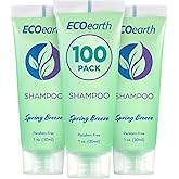 EcoEarth - Travel Size Hotel Shampoo - 1 fl oz, 100 Pack, Spring Breeze - Delight Your Guests with Revitalizing & Refreshing Hair Cleanser for Guest Hospitality - Small Size Luxury Shampoo in Bulk