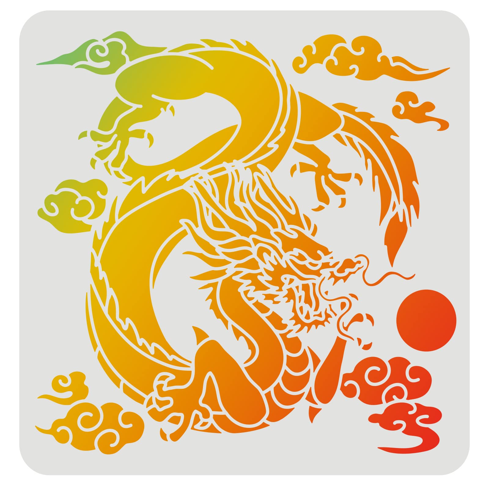 FINGERINSPIRE Dragon Stencil 30x30cm Reusable Asian Oriental Dragon Stencil Chinese Dragon Stencil Animal Dragon Stencil for Painting on Wood, Tile, Paper, Fabric, Floor and Wall