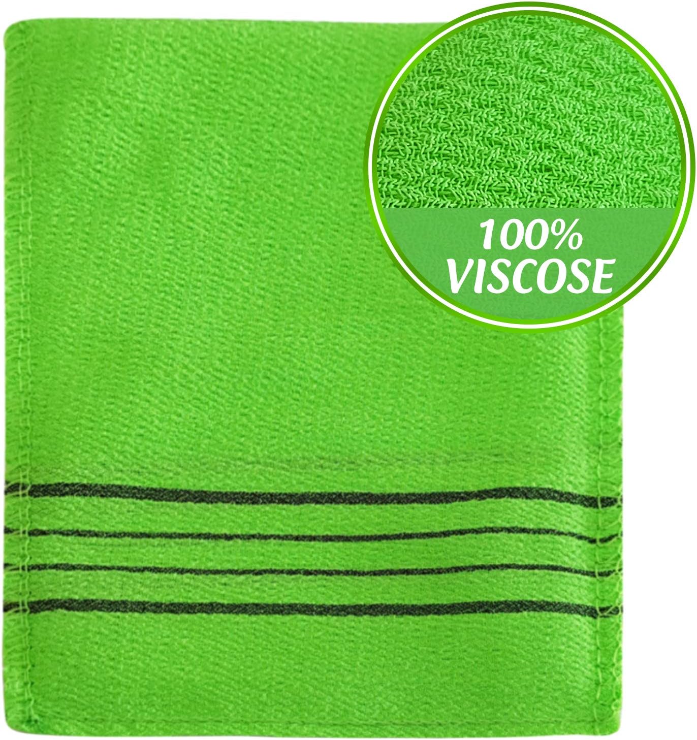 Asian Korean Exfoliating Bath Washcloth - Set of 5, Back and Body Exfoliation for Removing Dry, Dead Skin Cells, Cleaning Pores and Reducing Acne Breakouts, Reusable: Kitchen & Dining