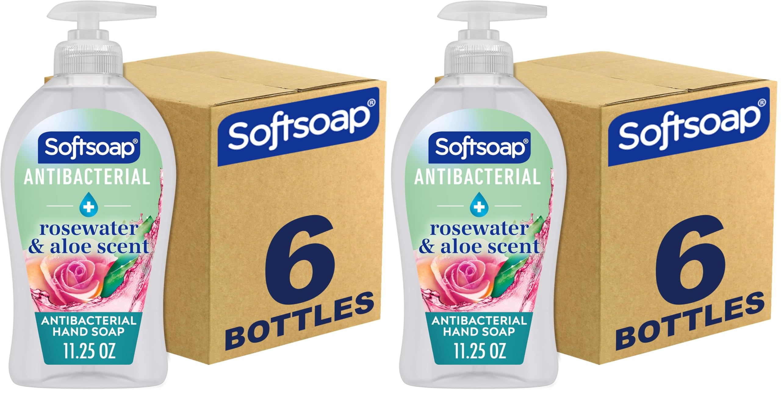 Softsoap Antibacterial Liquid Hand Soap,Sensitive Rosewater and Aloe scent Hand Soap,11.25 Fl Oz,(Pack of 12) Image