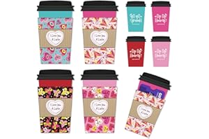 D24TIME Valentines Day Coffee Cup Gift Card Holder - 4 Set Coffee Cup Gift Card Holder Money Holder for Cash Gift Unique Vale