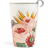 Tea Forte Double-Walled Ceramic Kati Cup, Removable Stainless Steel Infuser Basket and Lid, Steeps 12 oz Loose Leaf Tea, Dishwasher & Microwave Safe, Jubilee