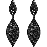 Flyonce Clip On Earrings for Women, Glitter Rhinestone Crystal Wedding Bridal Clip-on Drop Dangle Earring for Non Pierced Ears