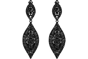 Flyonce Clip On Earrings for Women, Glitter Rhinestone Crystal Wedding Bridal Clip-on Drop Dangle Earring for Non Pierced Ears