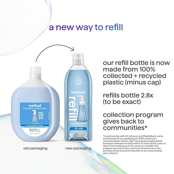 METHOD FOAMING HAND SOAP REFILL, SEA MINERALS, RECYCLABLE BOTTLE, 28 OZ, (PACK OF 1) (PACKAGING MAY VARY)