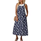 Lepunuo Summer Dresses for Women 2026 Casual Boho Overall Dress Adjustable Cover up with Pockets