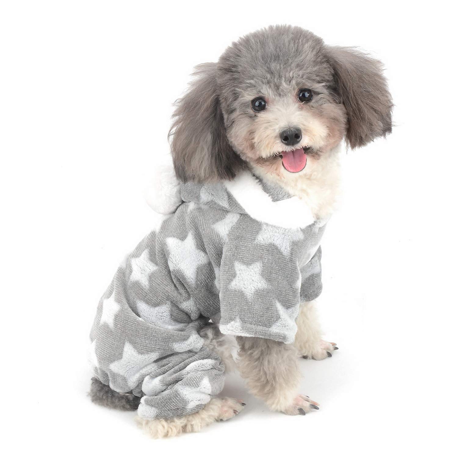 Zunea Small Dog Pyjamas Jumpsuit Puppy Hoodie Coat Clothes for Dogs Girl Boy Winter Warm Pajamas Outfits Overall Jumper Soft Pet Apparel Gray XL (Pls Check the Size of Chest and Back Before Order)