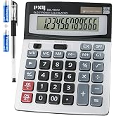 Desk Calculator 12 Digit Extra Large LCD Display, Touch Comfortable with Big Buttons, PXY Two Way Power Battery and Solar Standard Function Office Calculators