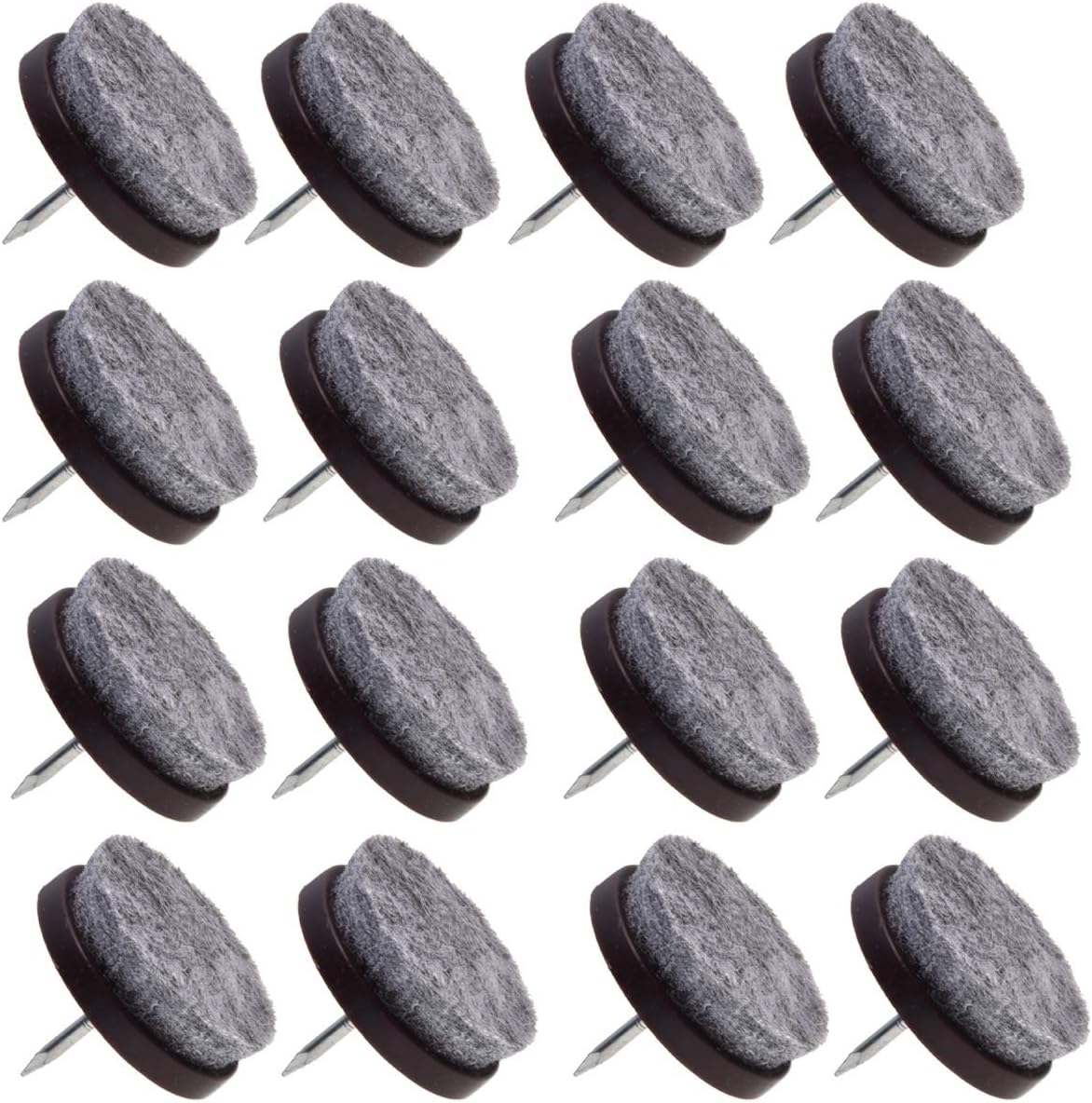16pcs - Large Espresso Color - Heavy Duty Nail On Felt Pads Slider Glide Pads for Chairs, Table, Stools, Drawer, Wardrobe - Hard Wood, Tile Floor Protector