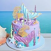 Under the Sea Cake Topper Mermaid Cake Decorations Ocean Mermaid Theme Baby Shower Little Seashell Cake Toppers Birthday Bridal Shower Wedding Party Supplies