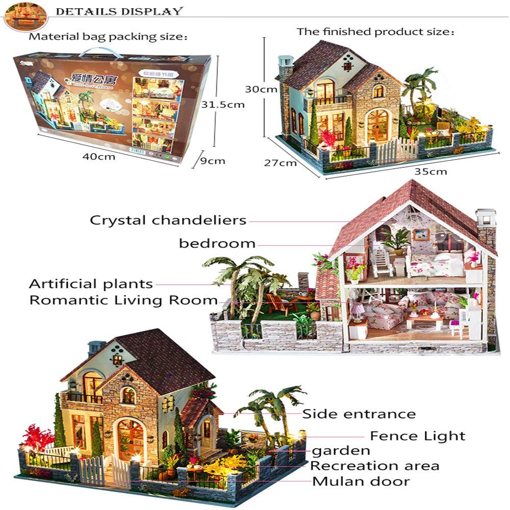 Aimik DIY Dollhouse Wooden Miniature Furniture Kit With LED 3D Puzzle