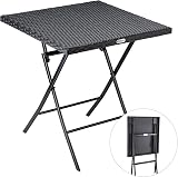 CASARIA Rome Polyrattan Folding Garden Table 65x65cm Weatherproof Black view 8