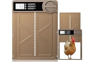 YEEKE Automatic Chicken Coop Door - Large with Manual & Timer Mode, Automatic Chicken Door | Aluminum Alloy | Anti-Pinch | Large Programmable LCD Screen, Chicken Coop Door with Low Battery Warning