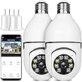 Light Bulb Security Camera Wireless Outdoor Indoor 2.4G 2K Wifi Security Cameras for Home Security 360° PTZ Camera Motion Detection and Alarm Two-Way Audio Based E27 Light Bulb Socket IP65 Waterproof