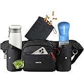 AGPTEK Dog Walking Fanny Pack, Large Capacity Dog Training Treat Pouch, Waist Bag with Removable Snack Pouch, Water Holder, Poop Bag Dispenser, Waterproof Zipper, Adjustable Strap, Black