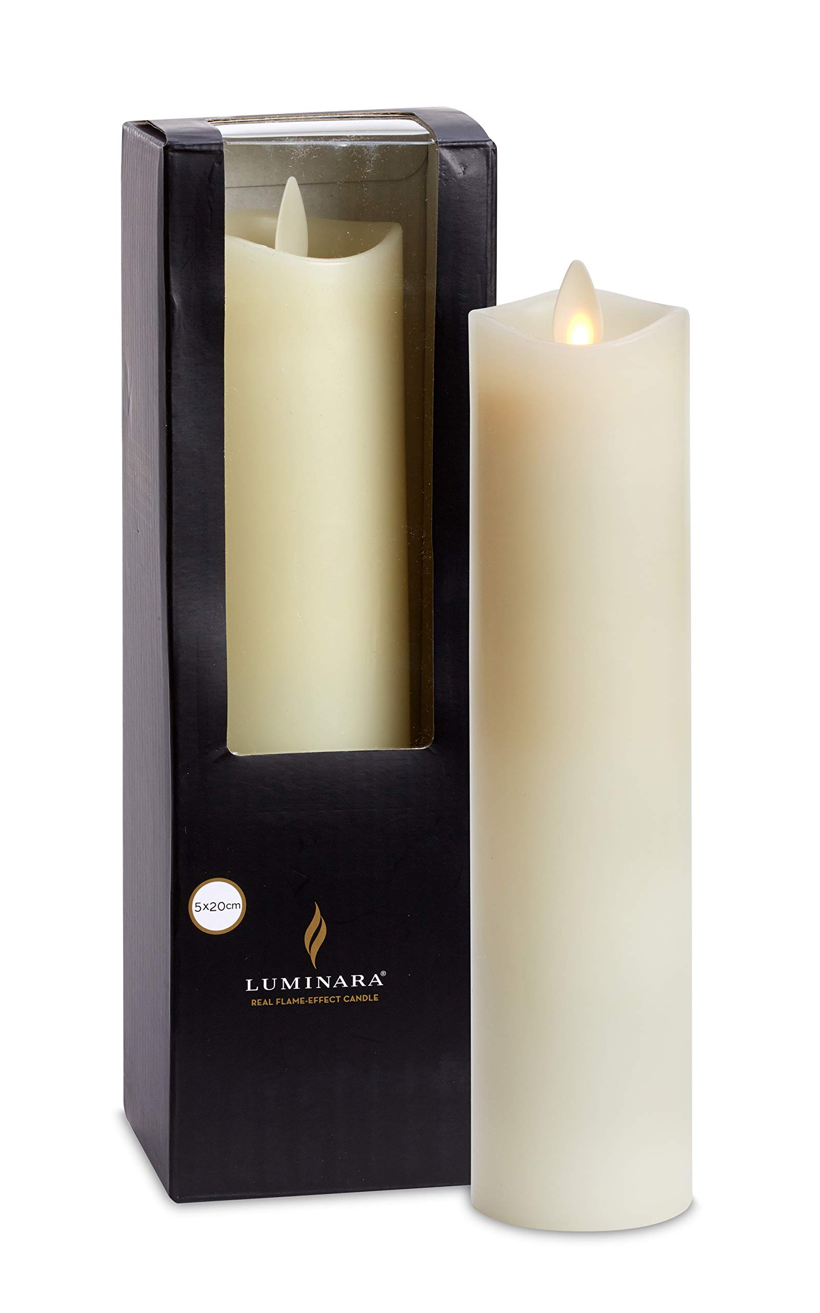 Luminara LED Candle "Flame in Motion" Mini Pillar Ivory 5cm Ø x 21cm ivory white