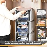 KURNI Storage Bags Clothes 6 Pack Grey 90L 3 Sided Zipper with Lid view 2