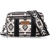 Wrangler Crossbody Bag for Women Boho Aztec Small Multi Pocket Crossover Purse