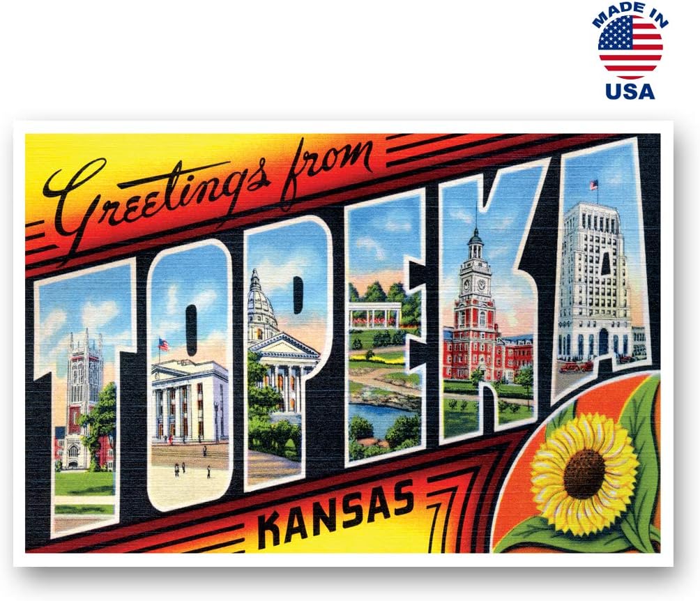 GREETINGS FROM TOPEKA, KS vintage reprint postcard set of