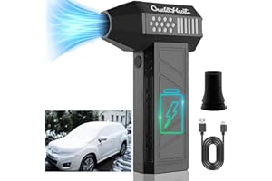 OUDAHEAT Handheld Snow Whiz Led Turbo Blower for Car, 180000RPM Last 30 Mins, Instant Thrust 16N, 4 Speed, Mini Portable Recharge Cordless Leaf Blower with LED Light, Cleaning for Patio, Lawn Care, Camping