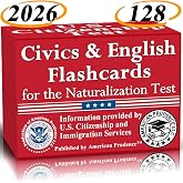 US Citizenship Flash Cards 2026 with 128 Civics Questions and English Literacy Cards for Naturalization Test