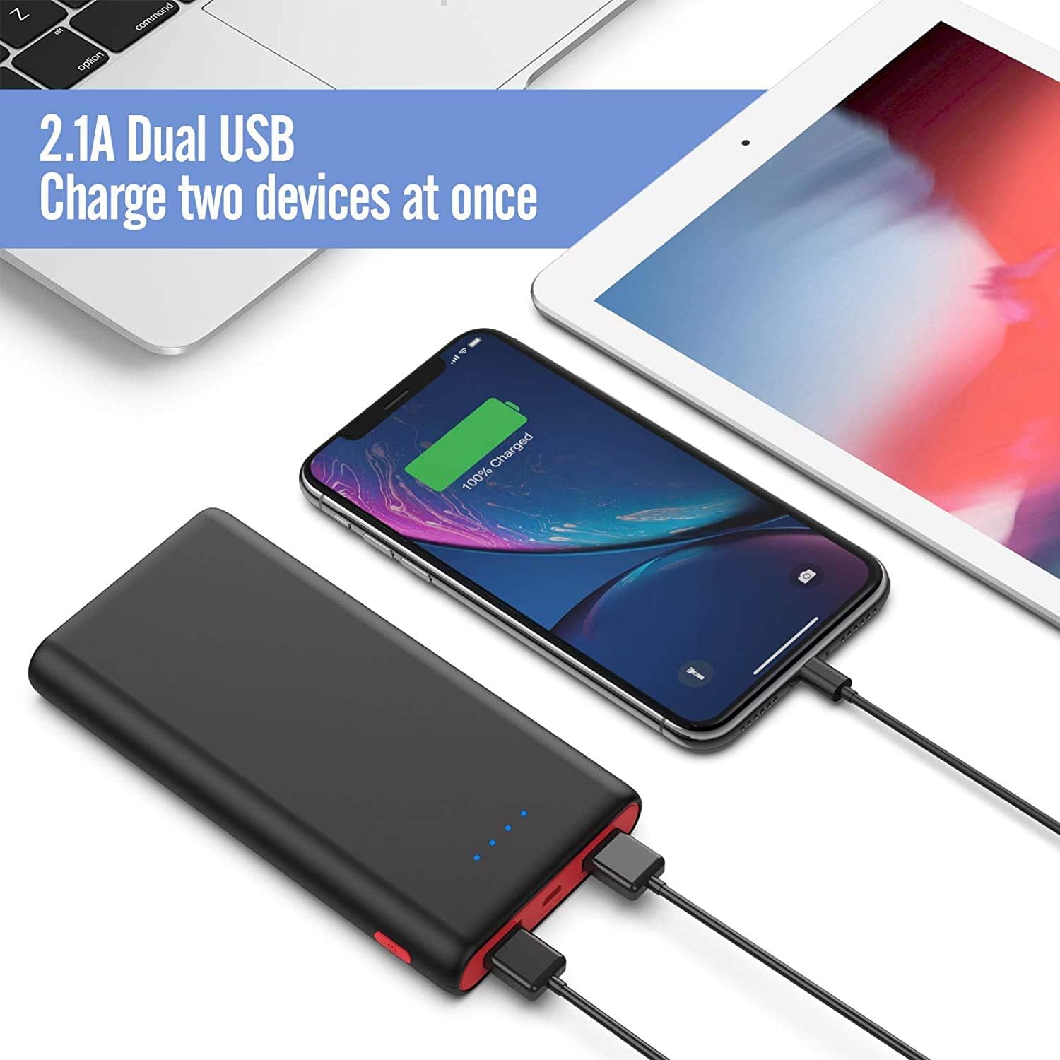 Portable Charger Power Bank 25800mAh, Ultra-High Capacity Fast Phone Charging with Newest Intelligent Controlling IC, 2 USB Ports External Cell Phone Battery Pack for iPhone,Samsung Android,Table etc