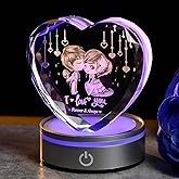 IFOLAINA Romantic Gifts for Wife Girlfriends Valentines Day Engraved Crystal Heart Keepsake with LED Base 3D Couples Gifts I Love You Gifts for Her from Husband Anniversary Wedding Birthday Present